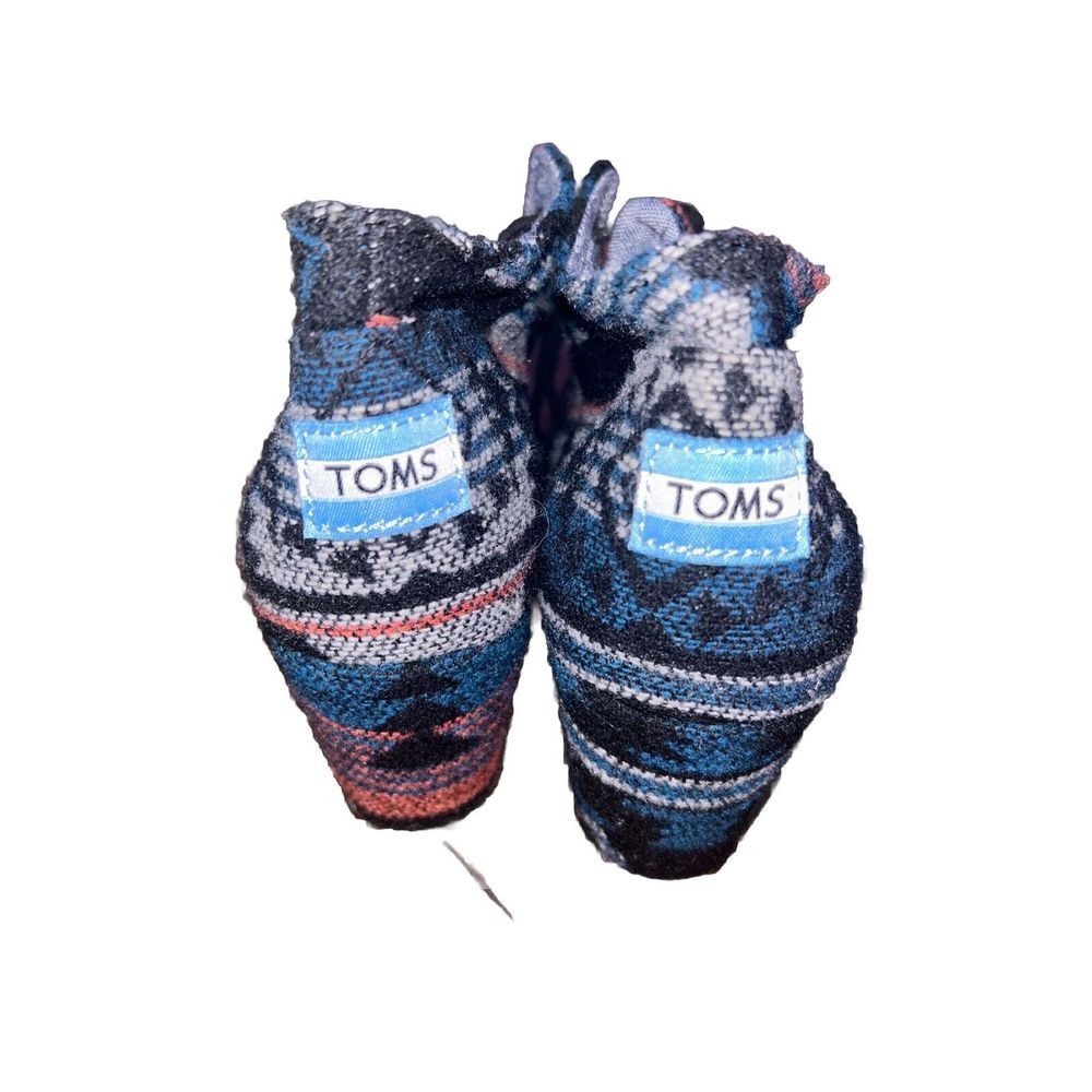 Toms Boots Womens Sz 7 Black Aztec Navajo Hidden Wedge Heel Lace Up Ankle Bootie - Picture 3 of 9